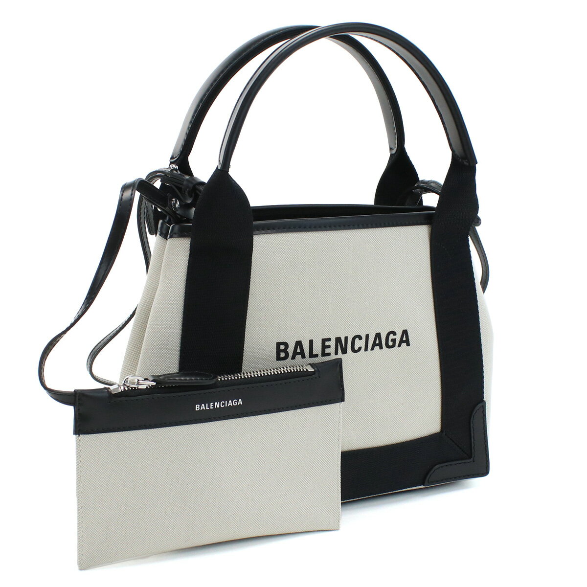 ハンドバッグ バレンシアガ BALENCIAGA ハンドバッグ　 ブランド　ネイビーカバ　ロゴ 390346　2HH3N　9260 ホワイト系 ブラック　bag-01