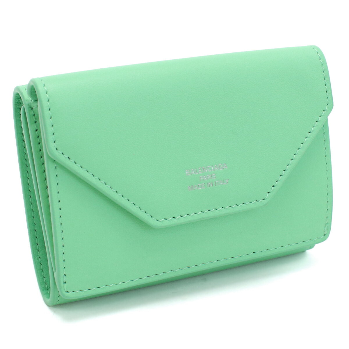 バレンシアガ BALENCIAGA 三折財布小銭入付き　ブランド　ロゴ 736730　2AAFS　3823 グリーン系　mini-01　wallet-01 new-02 母の日