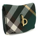 バーバリー BURBERRY ロッキングホース 三つ折り財布 小銭入付き ブランド チェック 8081784　B8636 IVY グリーン系 wallet-01