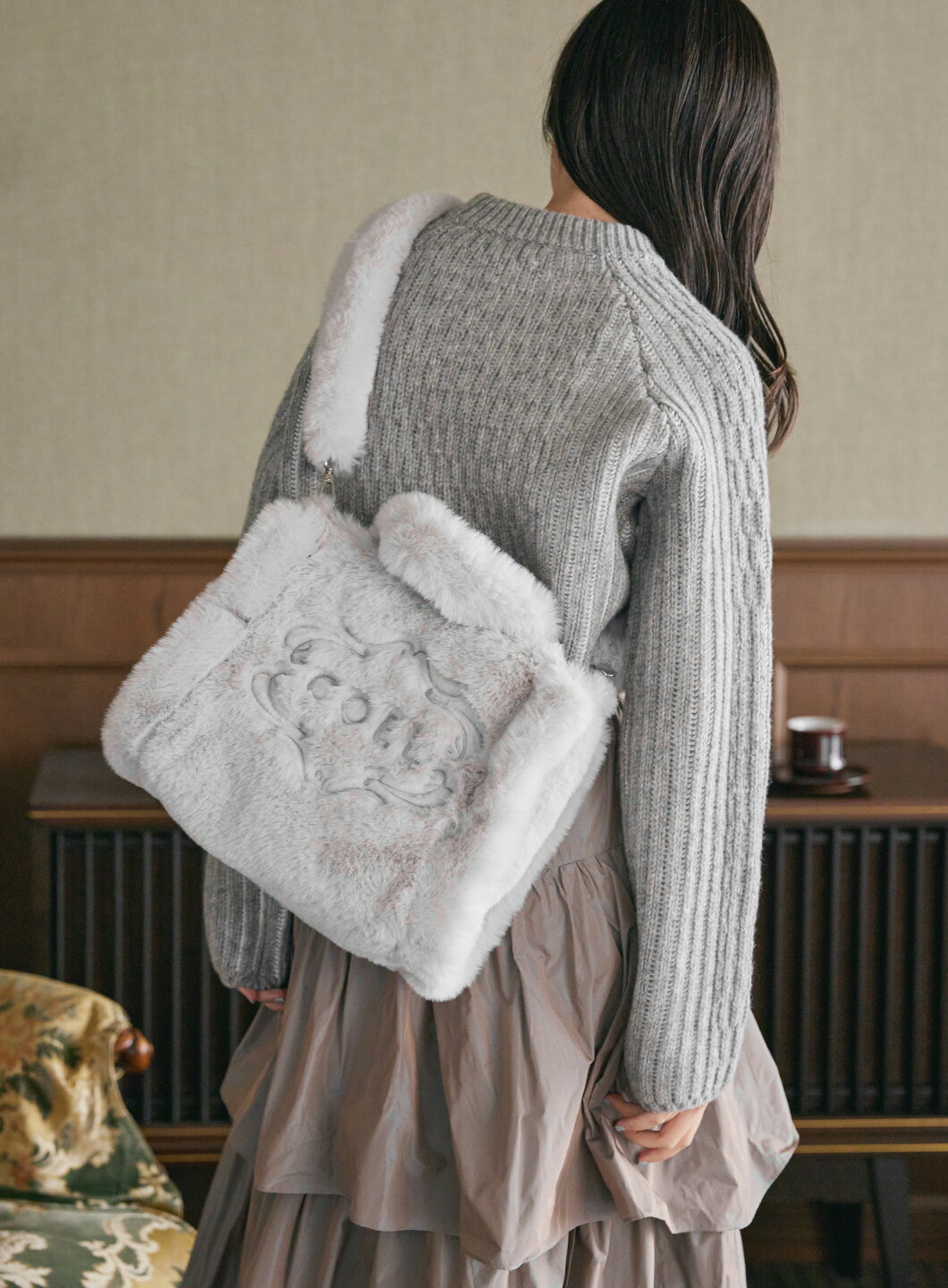 ファー刺繍トートバッグ　COEL　コエル　トート　バッグ　ショルダー