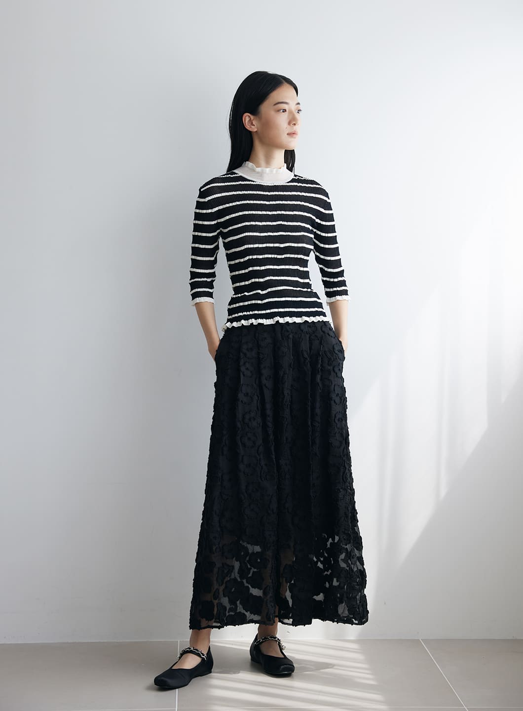 【50%OFF】フラワージャガードシアースカート　コエル　COEL　スカートのサムネイル
