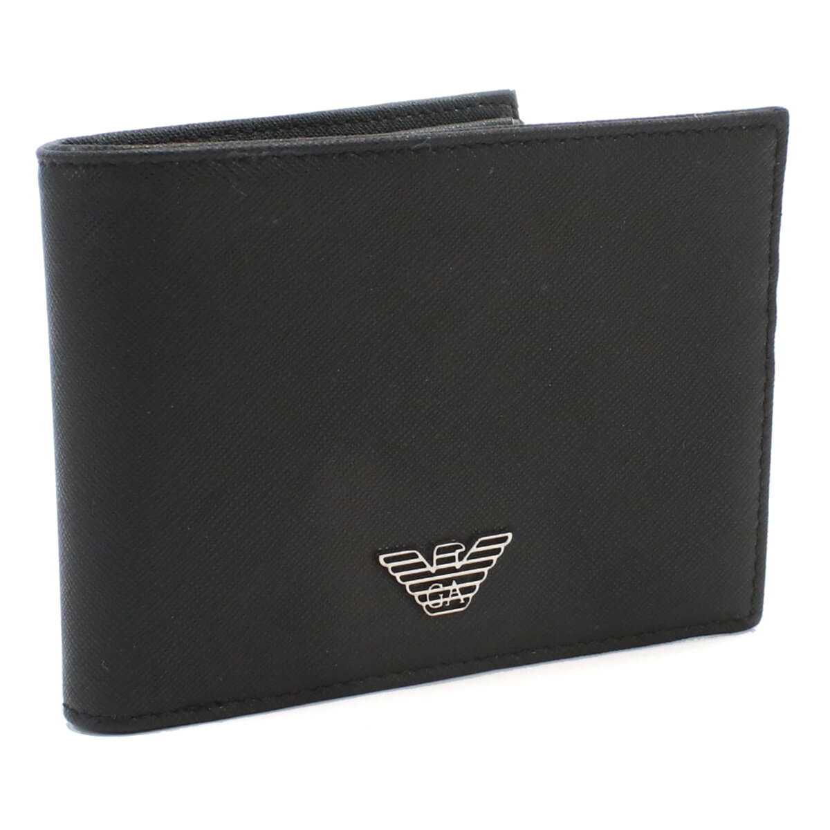 アルマーニ 財布（メンズ） エンポリオアルマーニ EMPORIO ARMANI 二折財布 小銭入付き ブランド イーグルマーク Y4R165　Y138E　81072 BLACK-BLACK ブラック wallet-01 mini-01 new-05