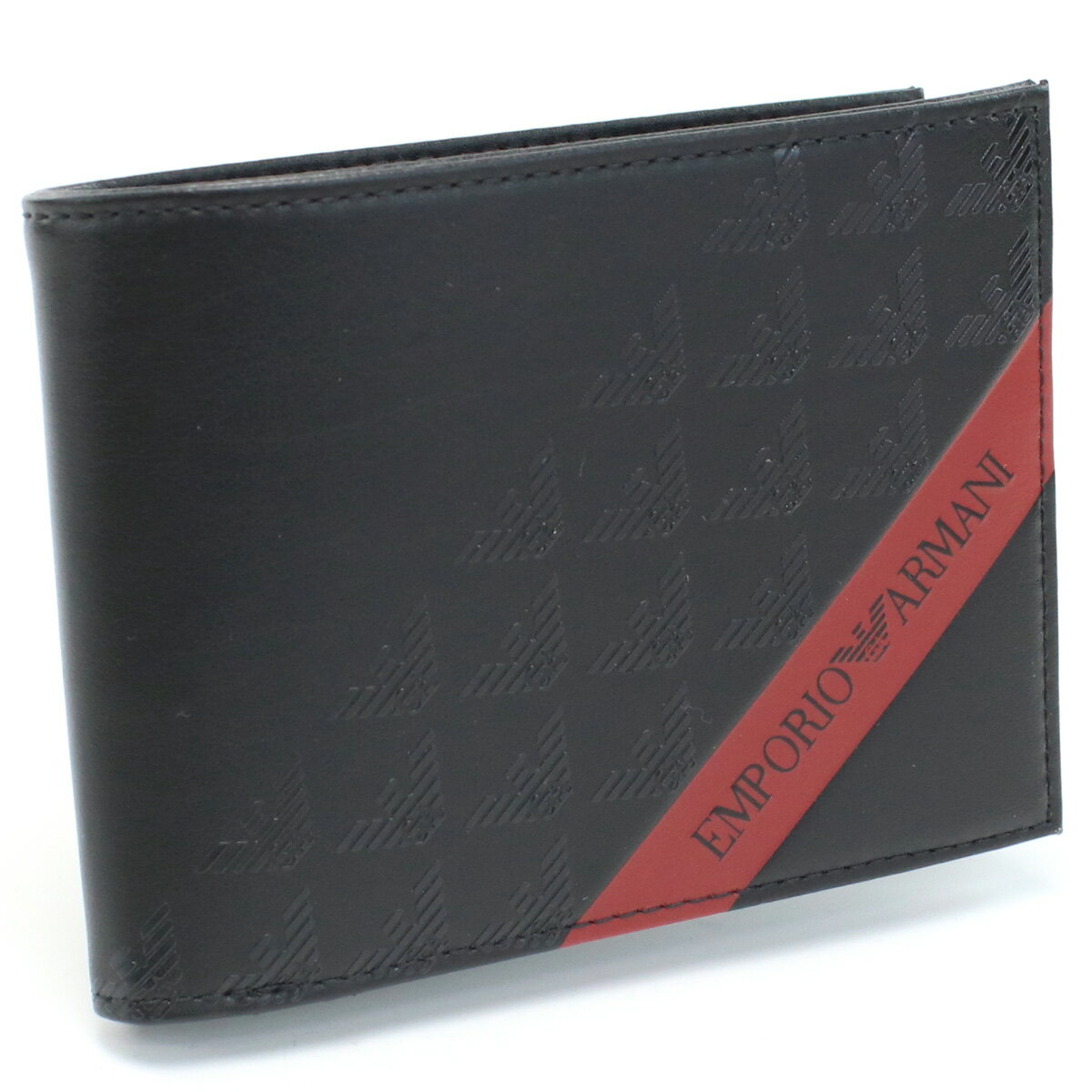 エンポリオ・アルマーニ EMPORIO ARMANI 二折財布小銭入付き　ブランド Y4R165　YQ12V　80681 BLACK-BLACK EAGLES ブラック　wallet-01 new-05