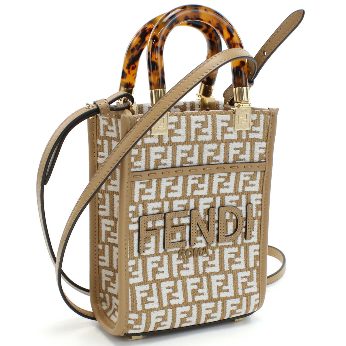 フェンディ FENDI トートバッグ 2WAY 8BS051　AQ0X　F1MB1 SUNSHINE SHOPPER MINI ブラウン系 ホワイト系 bag-01 gif-03w