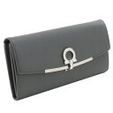 フェラガモ FERRAGAMO GANCINO CLIP 長財布ニ折小銭入付き　ブランド 22-D150 0762989　DARK GREY　ガンチーノクリップ グレー系　wallet-01 gif-02w new-02