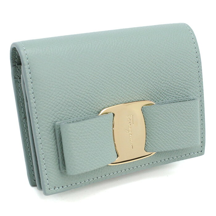 フェラガモ FERRAGAMO 二つ折り財布 小銭入付き ブランド ヴァラリボン 22-D515 0770846　LUCKY CHARME ブルー系 wallet-01