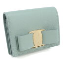 フェラガモ FERRAGAMO 二つ折り財布 小銭入付き ブランド ヴァラリボン 22-D515 0770846　LUCKY CHARME ブルー系 wallet-01 母の日