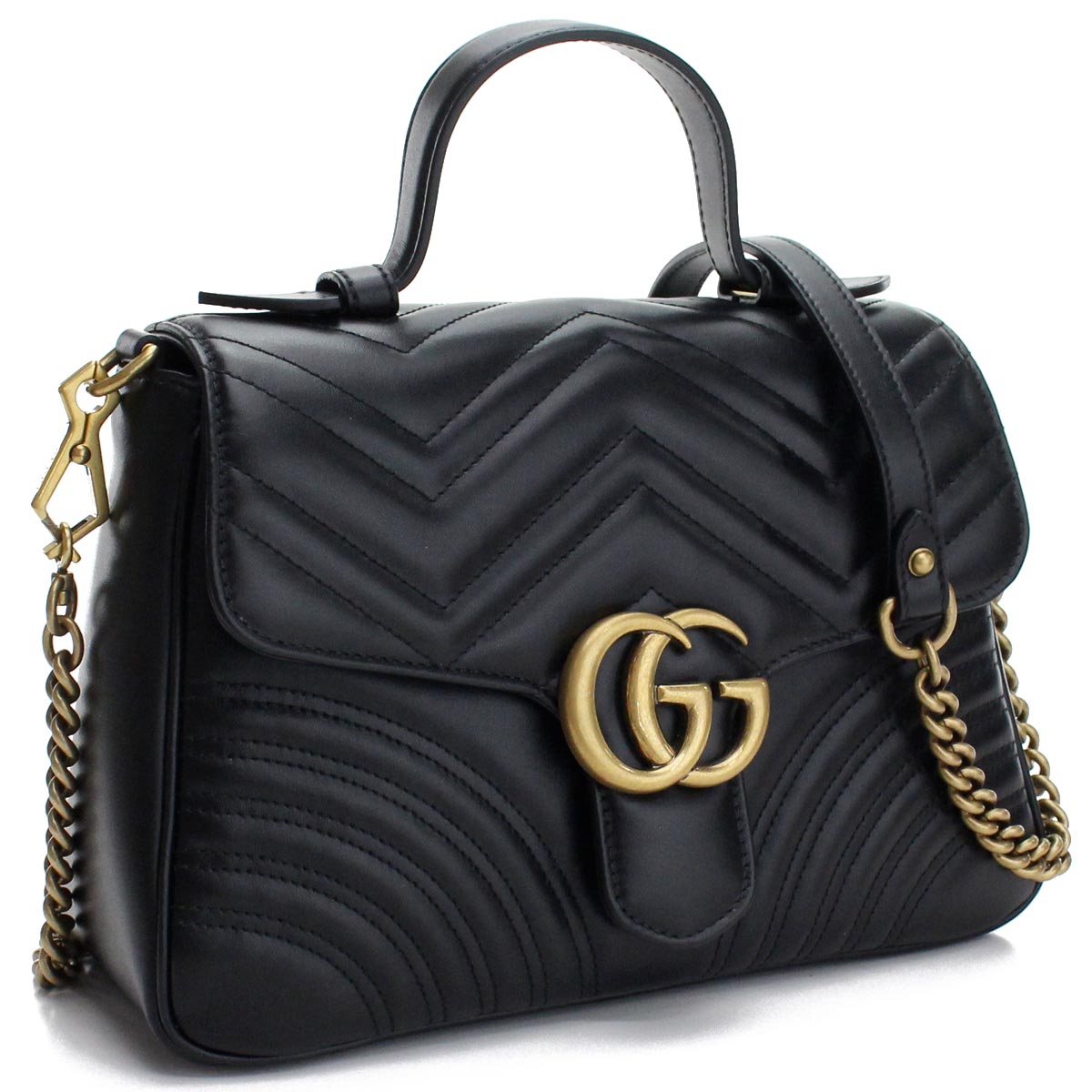 グッチ GUCCI ハンドバッグ GGマーモント スモール トップハンドル 2wayバッグ 498110 DTDIT 1000 ブラック レディース ブランドバッグ gif-03w new-01