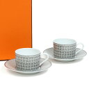 エルメス HERMES モザイク Mosaique au 24 カップ&ソーサー 食器 35016 ティーC/Sペア モザイク プラチナ bf_a