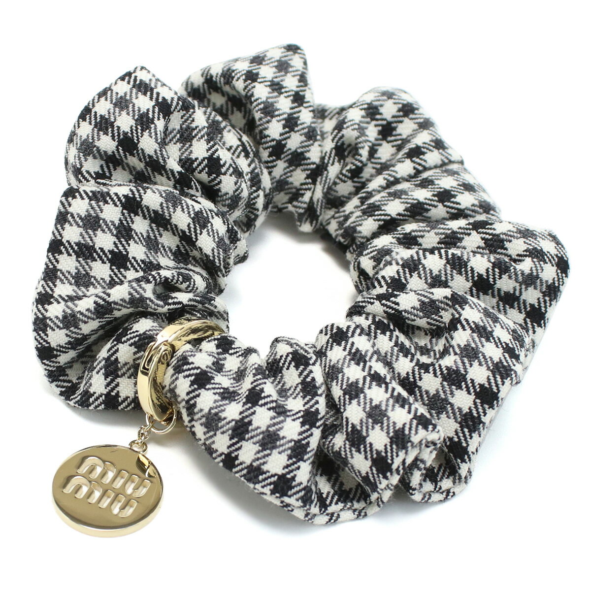 【5日限定！P10倍】ミュウミュウ MIUMIU シュシュ ブランド ロゴ ギンガムチェック 5IF063　2F9H　F0967 NERO+BIANCO ブラック ホワイト系 accessory-01のサムネイル