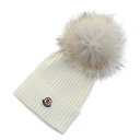 モンクレール MONCLER キッズ ファーポンポン付きニット帽 ブランド 3B00027 BERRETTO　04S01　030 ホワイト系 cap-01 kb-01 warm-01