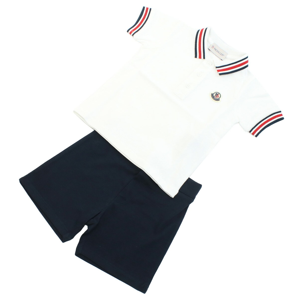 モンクレール MONCLER ベビー－セットアップ 出産祝い ギフト 8M00028 COMPLETO POLO M　8496F　002 ホワイト系 ネイビー系 kb-01