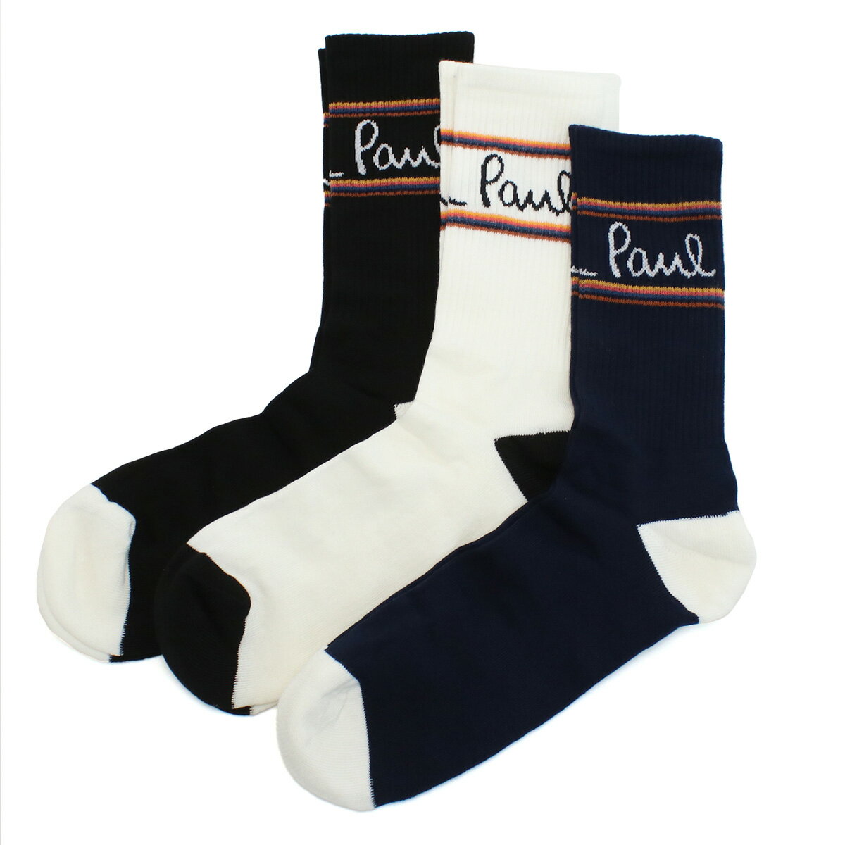 ポールスミス Paul Smith メンズ　ソックス　 M1ASOCK　GF639　1A ブラック ホワイト系 ネイビー系　socks-01