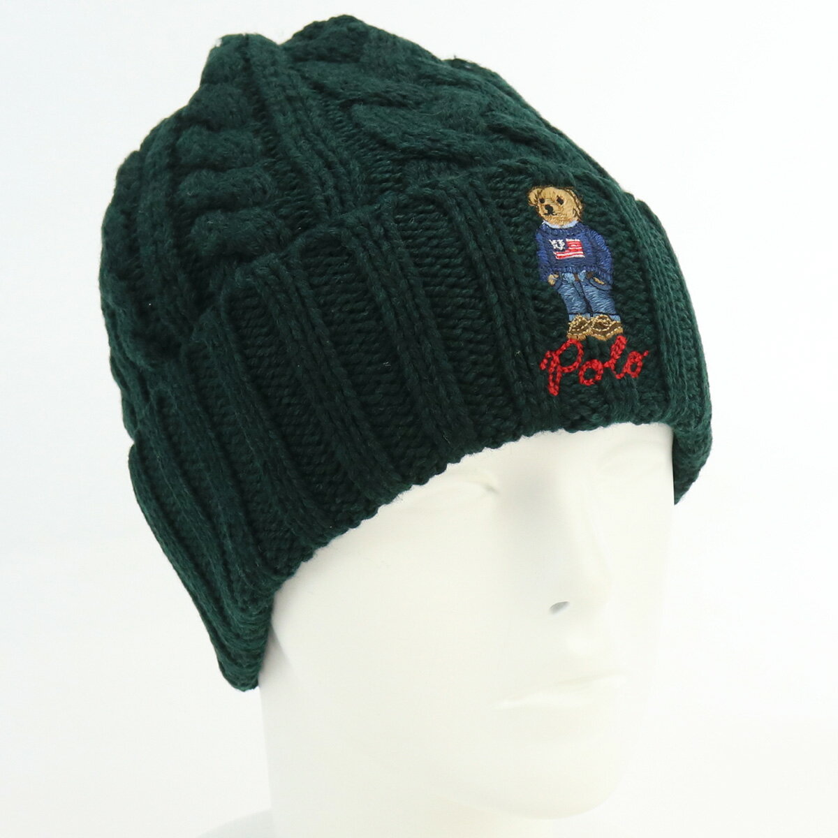【3日間限定ポイント10倍】ラルフローレン RALPH LAUREN ニット帽 ビーニー ロゴ テディベア PC1035　356 グリーン系 cap-01 warm-01