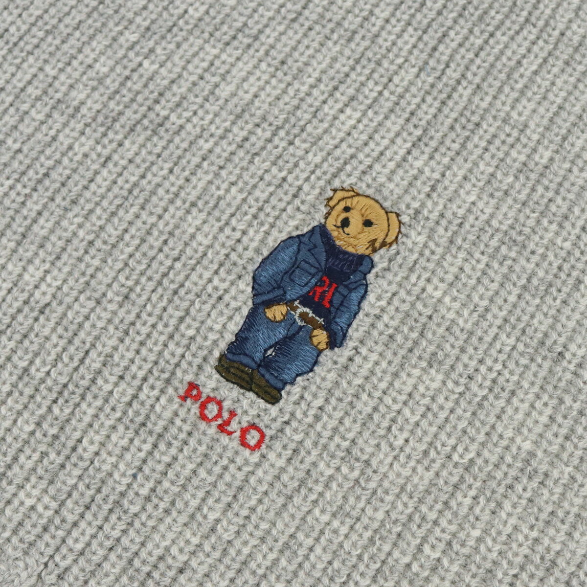 ラルフローレン RALPH LAUREN マフラー テディベア ロゴ 刺繍 PC1269　032 グレー系 warm-01