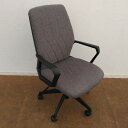 【中古】 オフィスチェア 肘あり グレー ダイヤモンドキルトの布張りオフィスチェア 肘有り 肘つき ワークチェア PCチェア パソコンチェア デスクチェア OA...