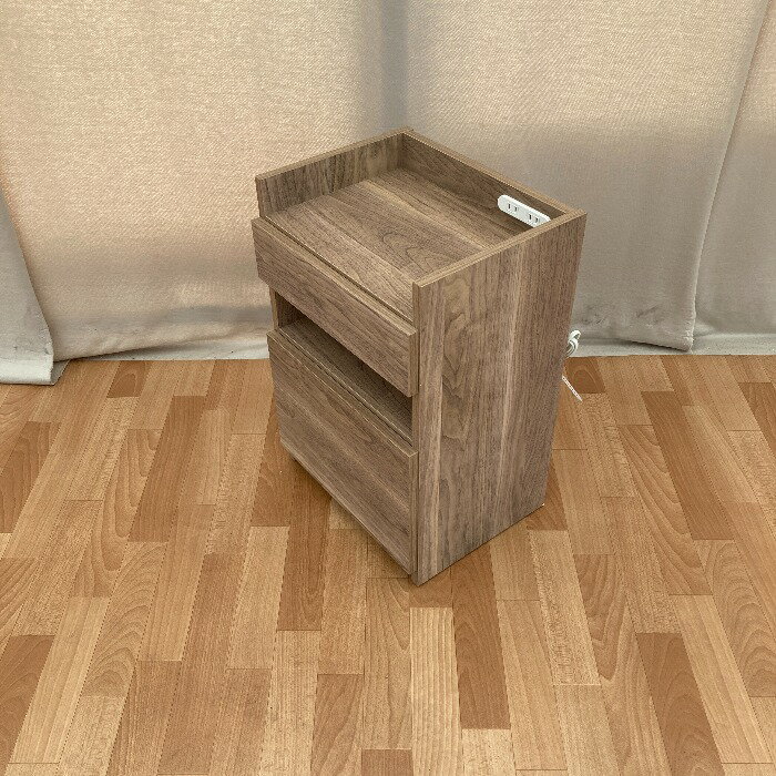 【中古】 隠しごみ箱付隙間ナイトチェスト幅40