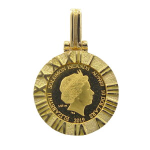 【レビューキャンペーン対象】純金 k24 フェアリー コイン ペンダントトップ アトラス ソロモン 金貨 24金 1/25オンス 3.7g 妖精 エリザベス2世 メンズ レディース