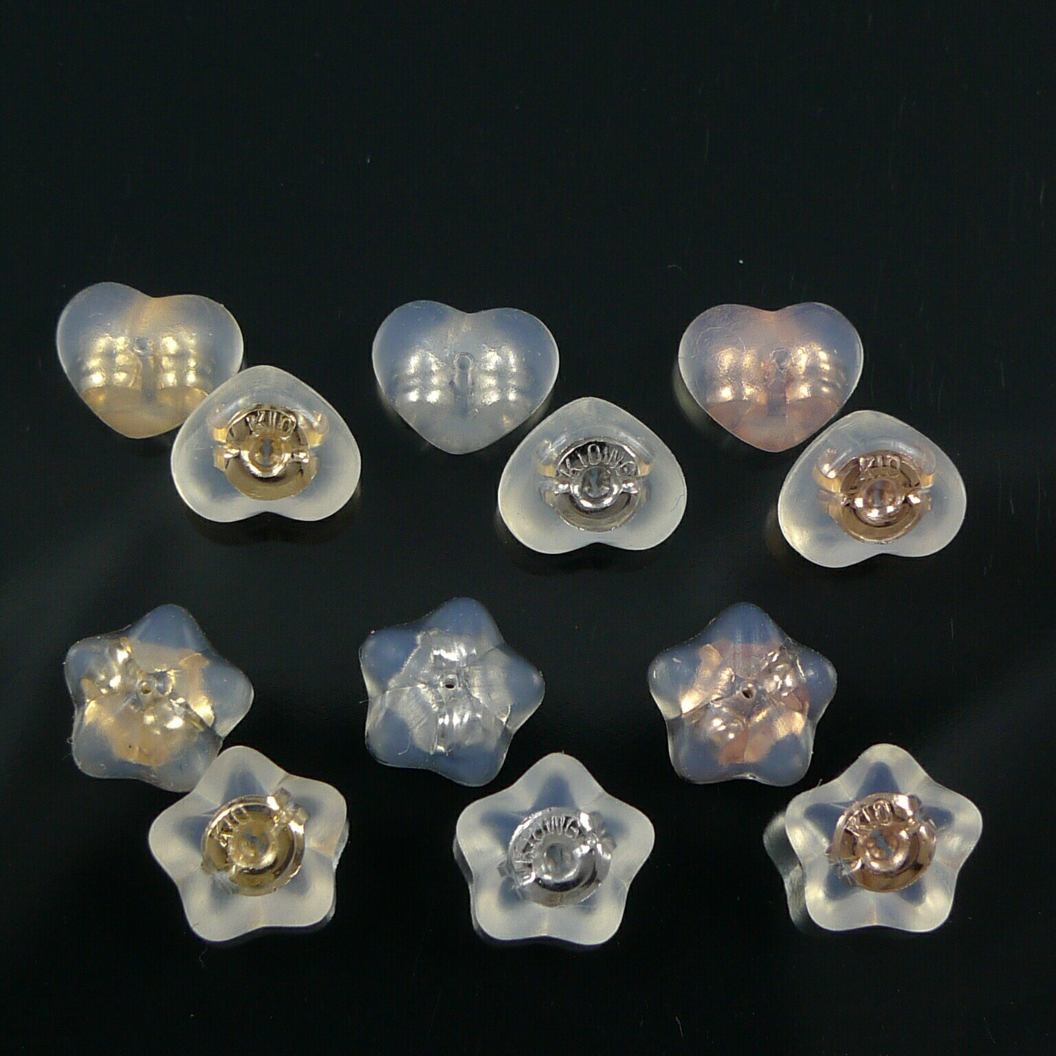 【レビューキャンペーン対象】ピアスキャッチ 1ペア分（2個） 10金 ハート 星 ピン...