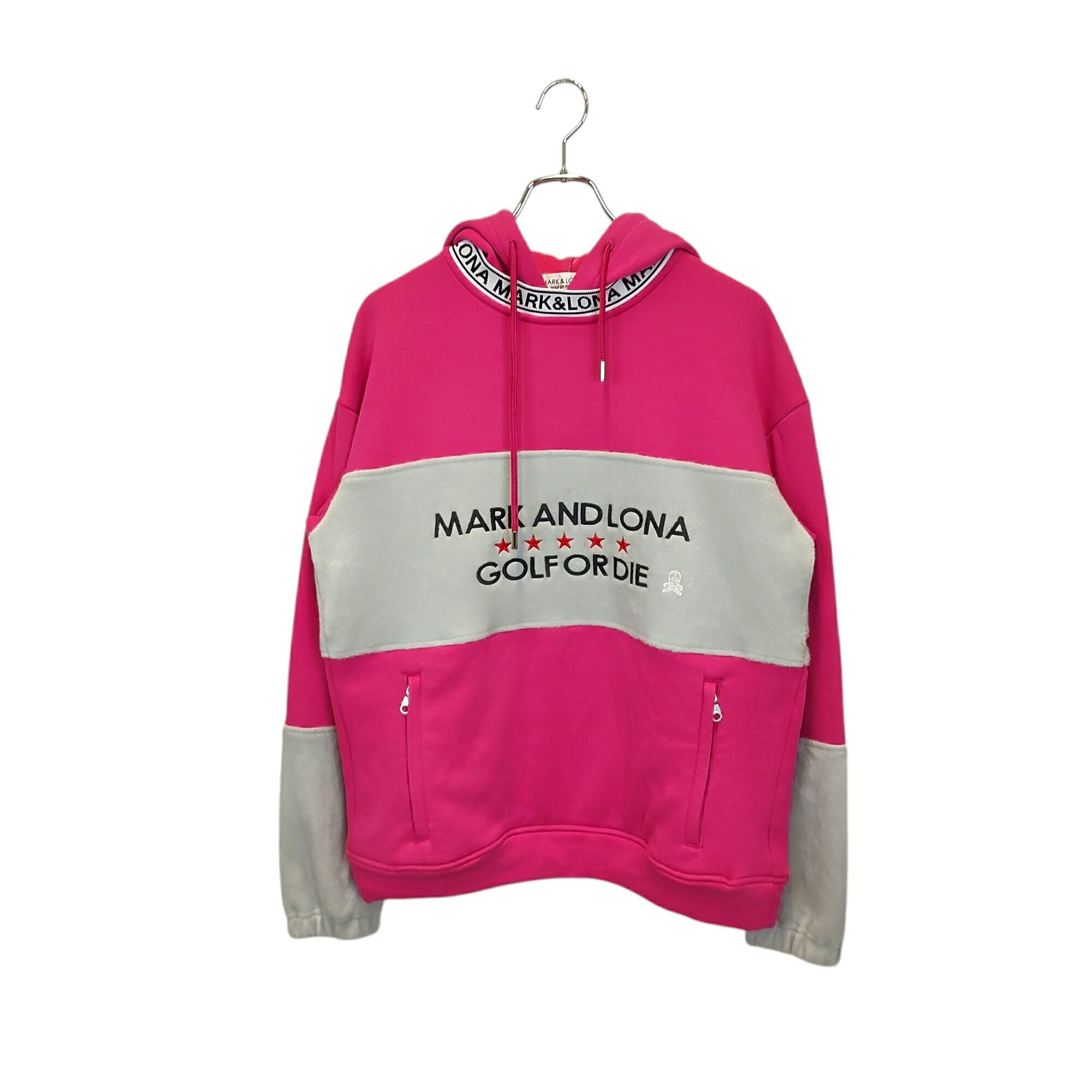 【中古】MARK＆LONA マークアンドロナ ゴルフ 23AW Altima Fleece Hoodie フリース パーカー MLM-3C-AC02 46 ピンク/グレー