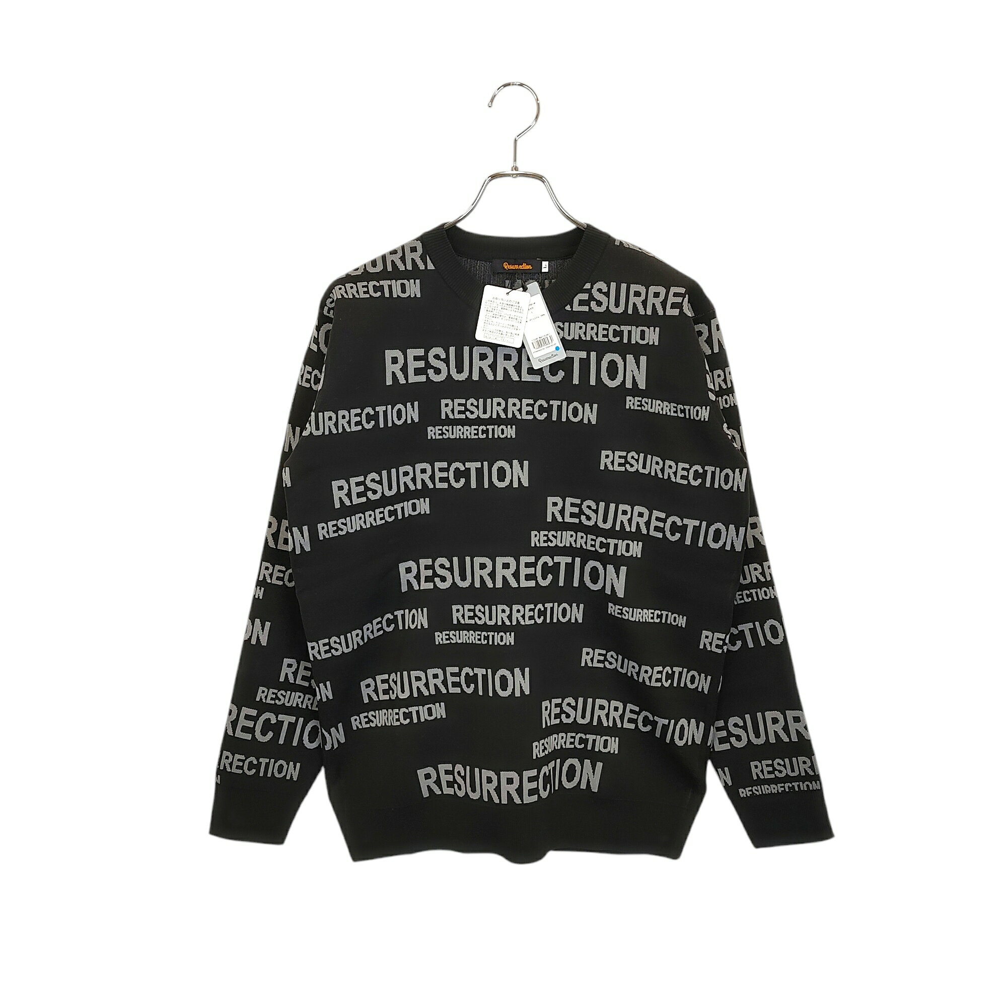 【中古】Resurrection レザレクション ゴルフ 22AW メニー ロゴ ニット セーター 22AWPO01-M L ブラック/グレー