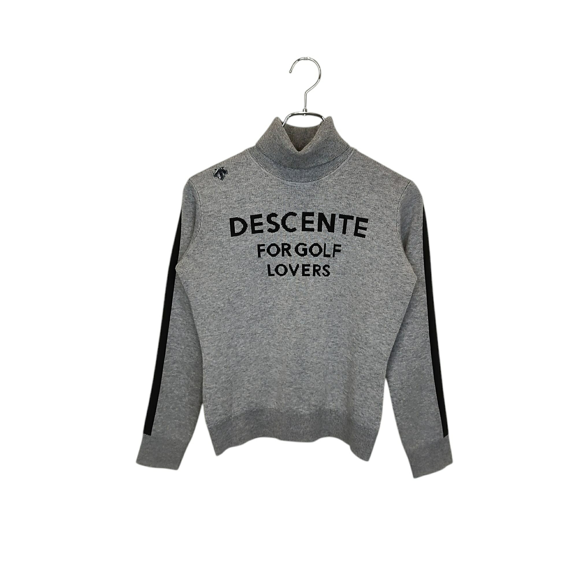 【中古】DESCENTE GOLF デサントゴルフ 長袖 ジャカード タートルネック ニット セーター DGWQJL07 M グレー/ブラック
