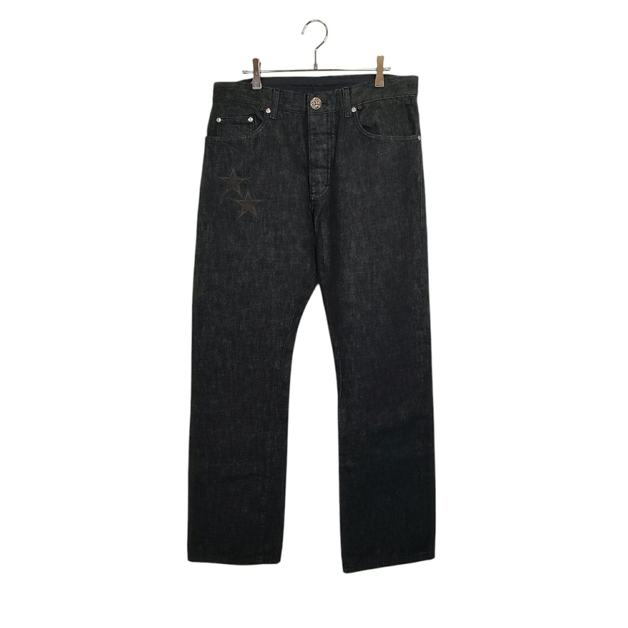 【中古】Chrome Hearts クロムハーツ フレアニースターパッチ デニムパンツ 401155612AGOW33A06 33 ブラック