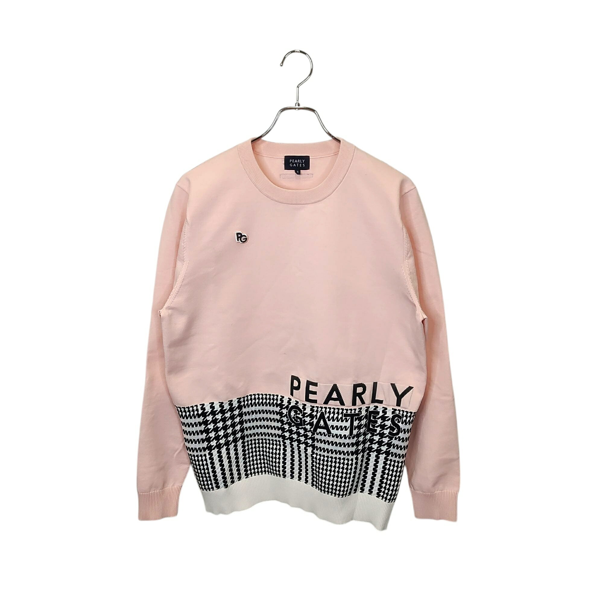 【中古】PEARLY GATES パーリーゲイツ ゴルフ 21AW ニット 切替 スウェット 053-2170205 6 ピンク×ホワイト