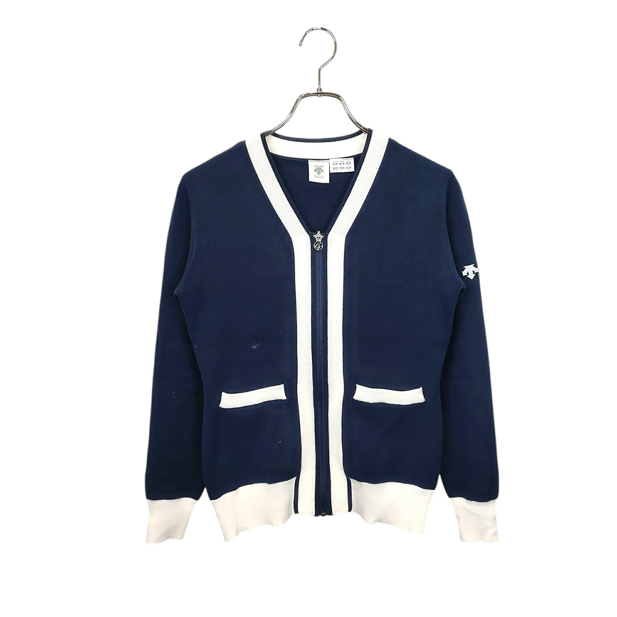 【中古】DESCENTE GOLF デサントゴルフ ジップアップ ニット DGMVJL01 L ネイビー