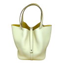 【中古】Hermes エルメス 2025年製 K刻印 ピコタンロック バッグ MM(22) JAUNE MILTON パステル イエロー(4)