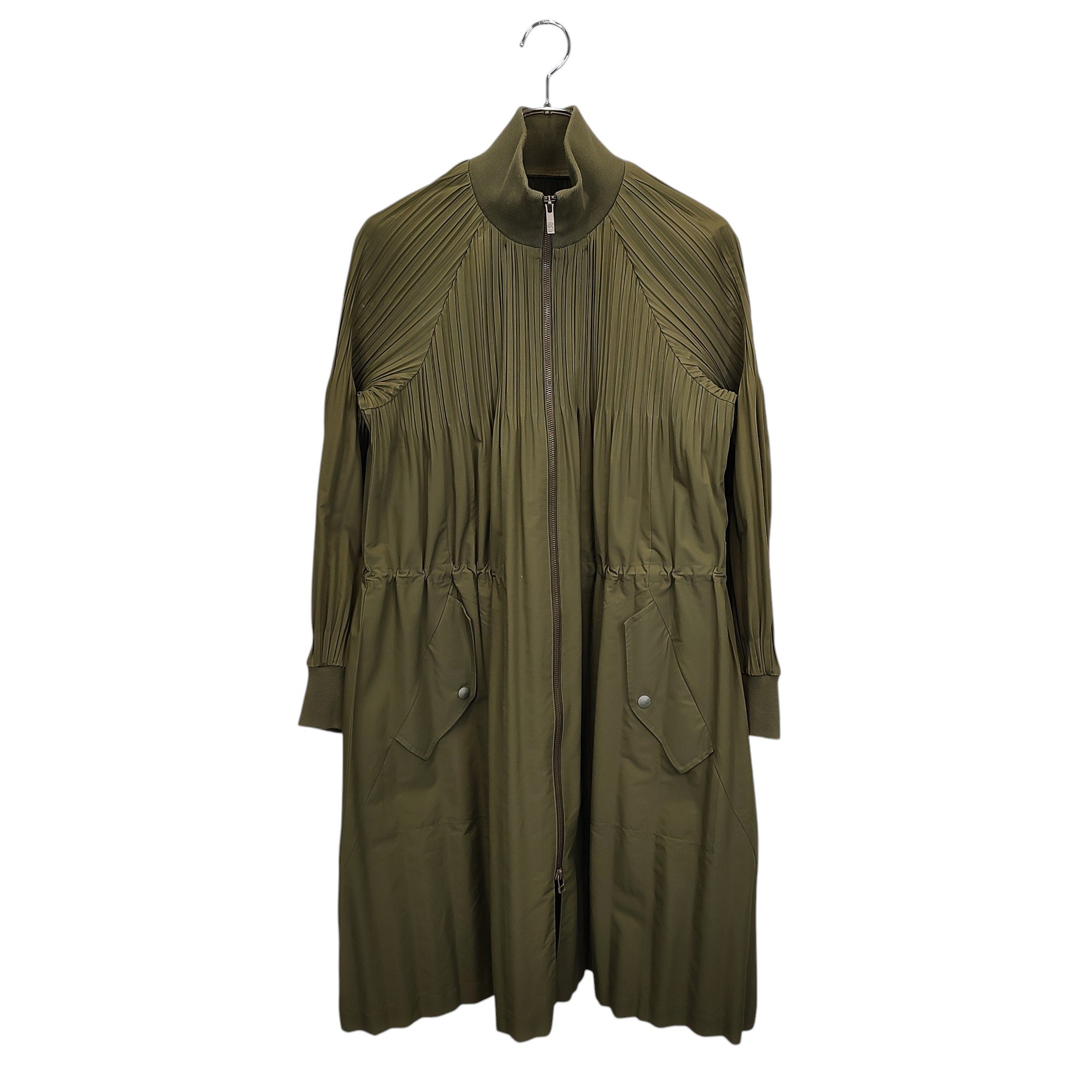 【中古】PLEATS PLEASE プリーツプリーズ ISSEY MIYAKE イッセイミヤケ ハイネック プリーツ コート ワンピース PP81-JA503 3 カーキ
