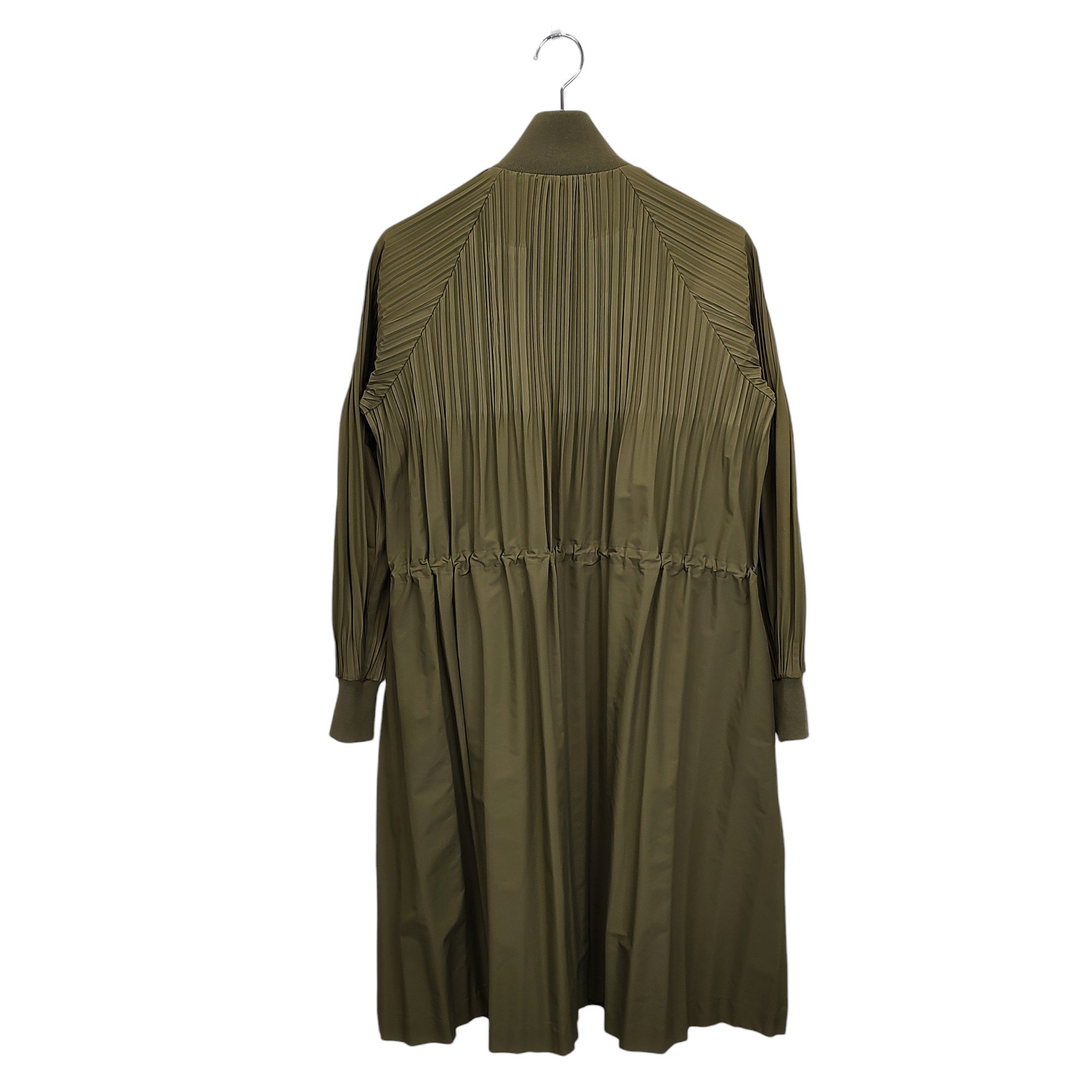 【中古】PLEATS PLEASE プリーツプリーズ ISSEY MIYAKE イッセイミヤケ ハイネック プリーツ コート ワンピース PP81-JA503 3 カーキ