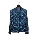 【中古】LOUIS VUITTON ルイ・ヴィトン 22AW モノグラム シルク サテン ナイトウエア 長袖 シャツ RW222 PR0 FNBL50 34 ブルー