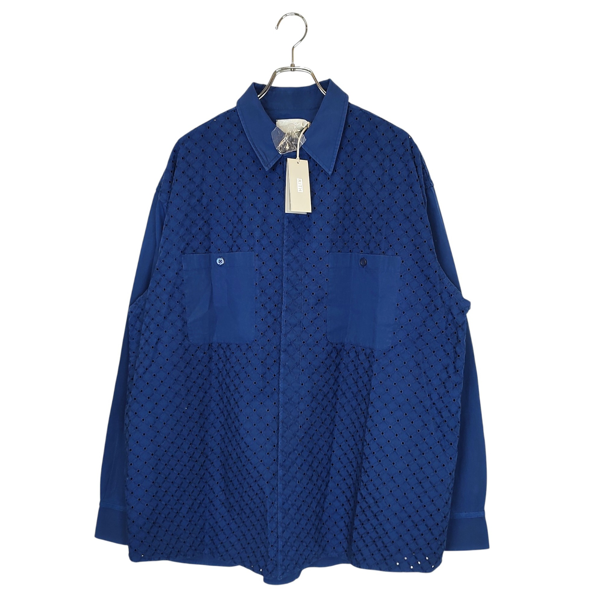 【中古】KITH キス LATTICE FLORAL LS 長袖 シャツ 24-050-060-0013-2-0 XL ネイビー メンズ