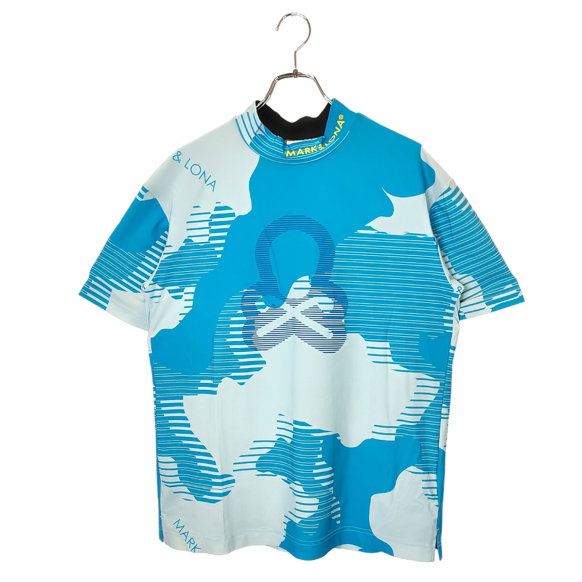 【中古】MARK＆LONA マークアンドロナ ゴルフ 25SS FLOW CAMO MOCK NECK TEE 半袖 カモフラ モックネック Tシャツ MLM-5A-AA07 48 ブルー メンズ