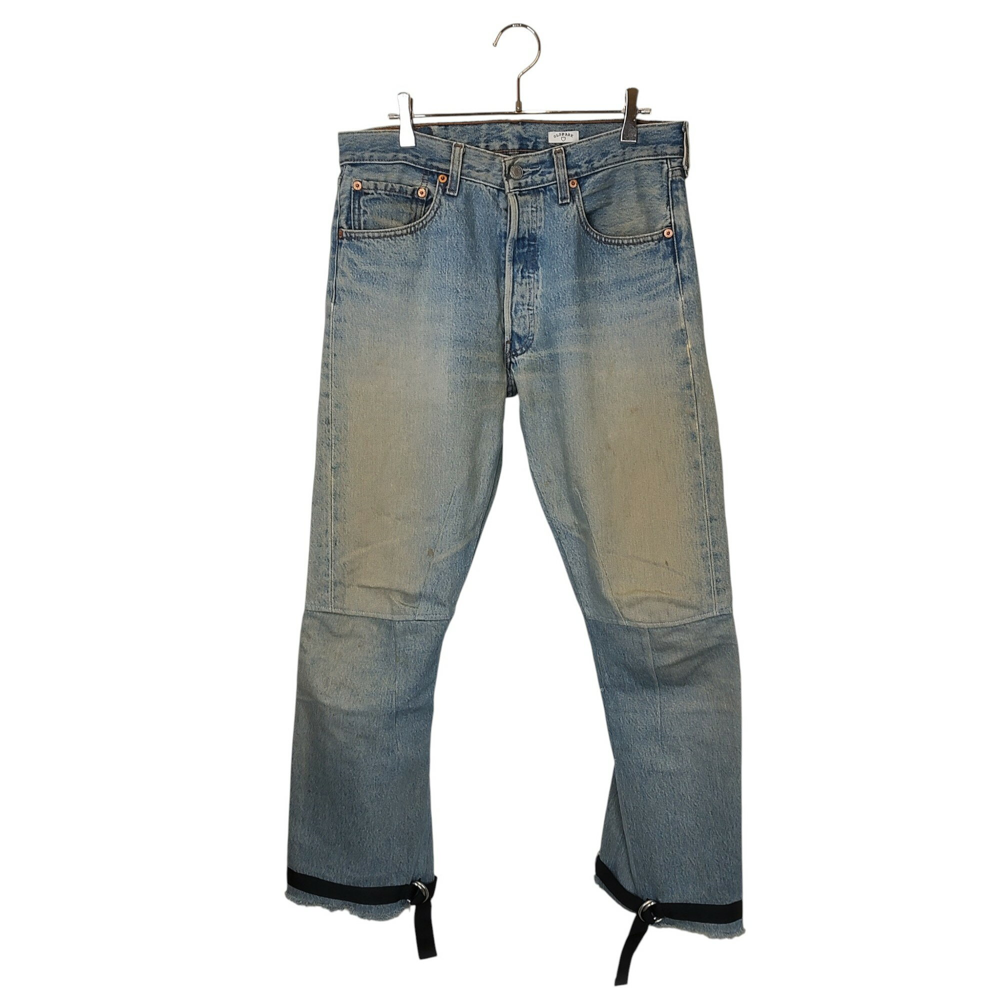 【中古】OLD PARK オールドパーク LEVI’S リーバイス リメイク 再構築 裾ベルト ブーツカット デニムパンツ M インディゴ メンズ