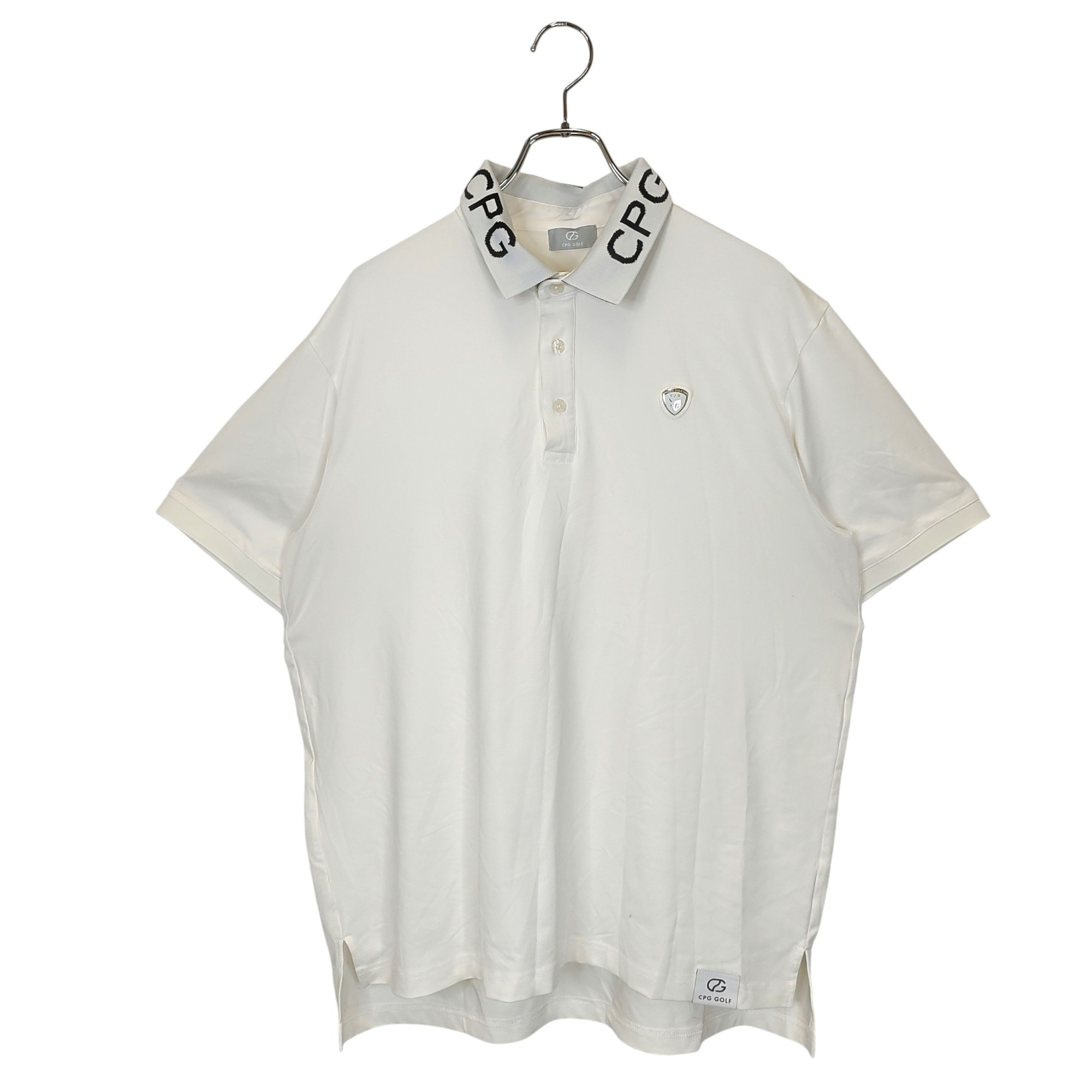 【中古】CPG GOLF シーピージーゴルフ 衿ロゴ 半袖 ポロシャツ 2109-24103 5 ホワイト メンズ