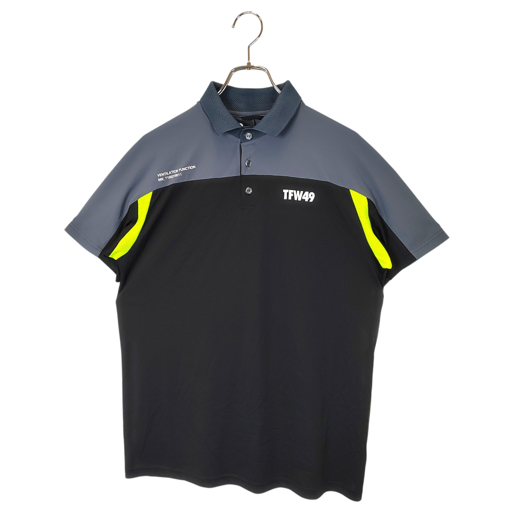 【中古】TFW49 ティーエフダブリュー ゴルフ 22SS SIDE MESH POLO サイドメッシュ 半袖 ポロシャツ T102210011 L グレー/ブラック メンズ