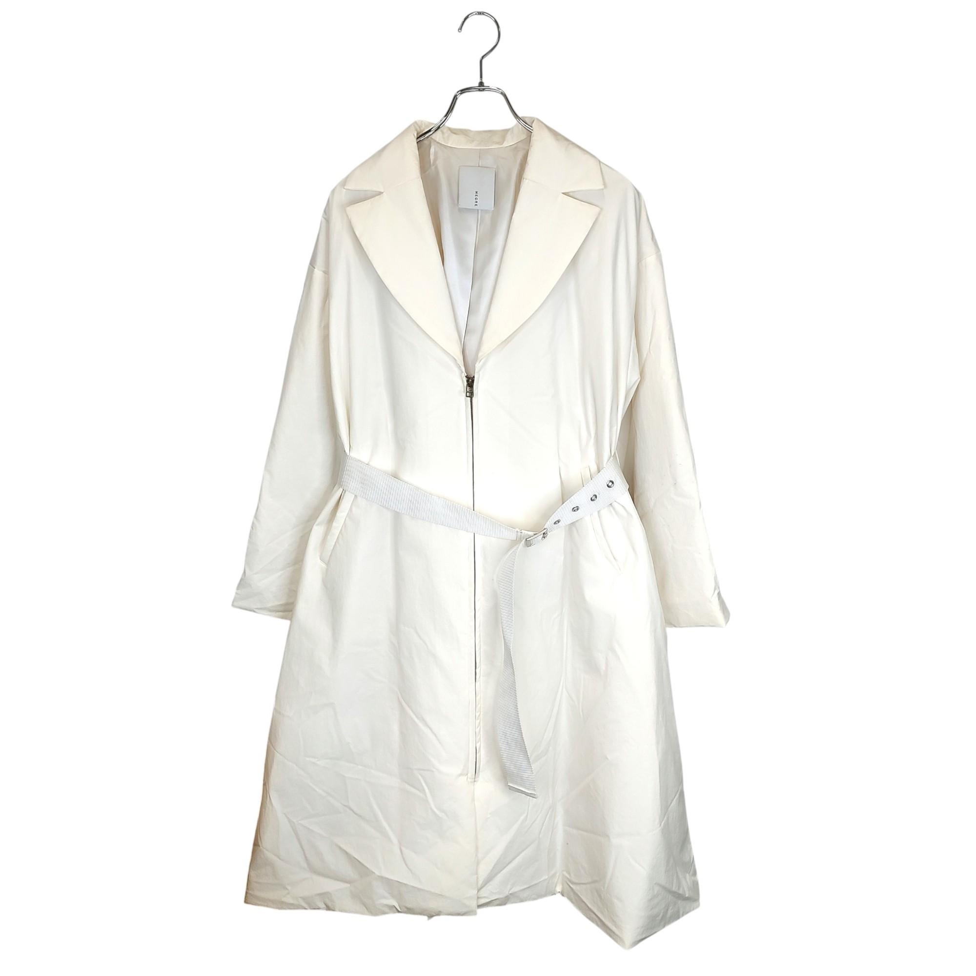 【中古】MECRE メクル パディング フロント ファスナーコート 2223500044 M ホワイト レディース