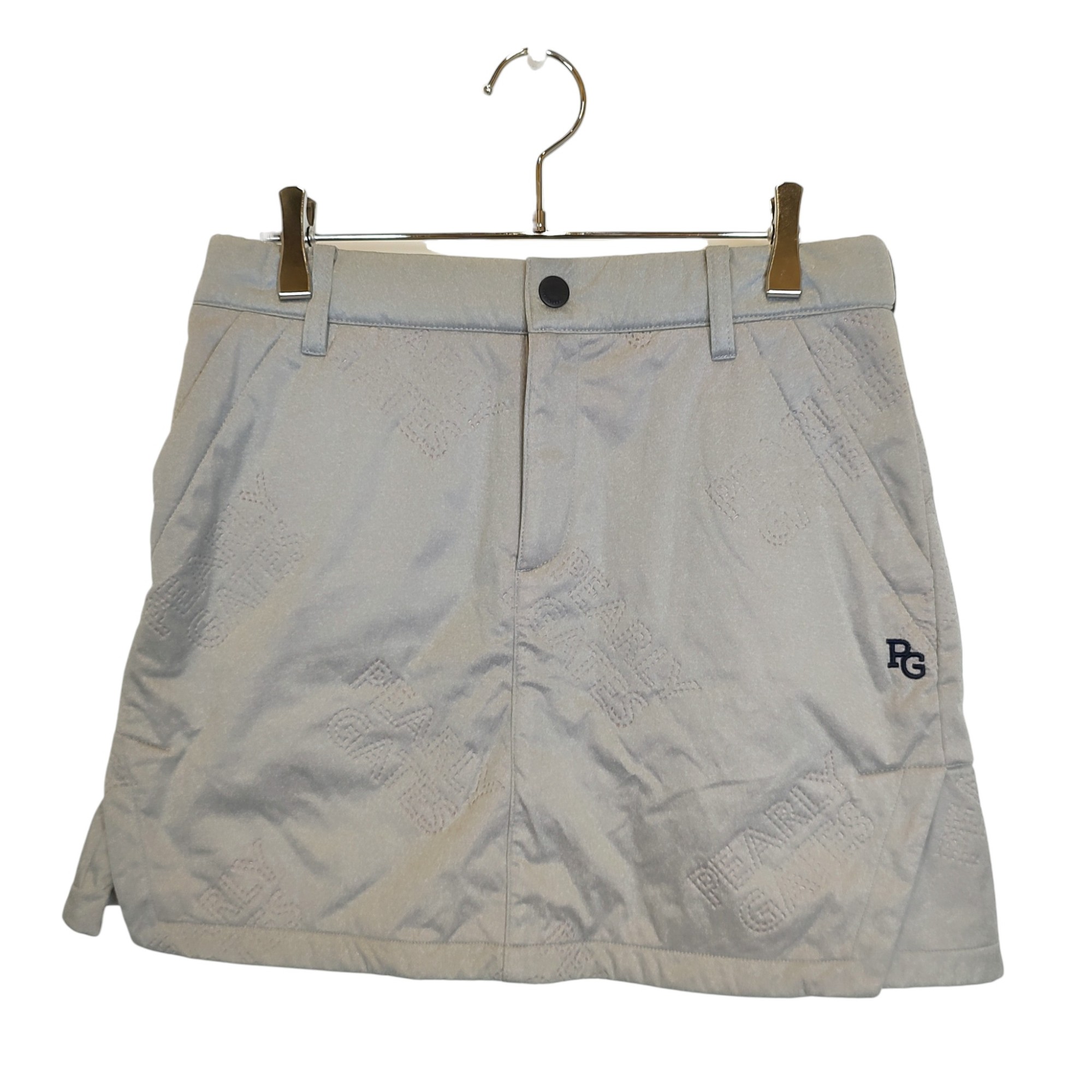 TRIGGER 楽天市場店の【中古】PEARLY GATES パーリーゲイツ ゴルフ 22AW 裏起毛 ボンディング 総柄 スカート 055-2234110 1 グレー レディース｜アングル2