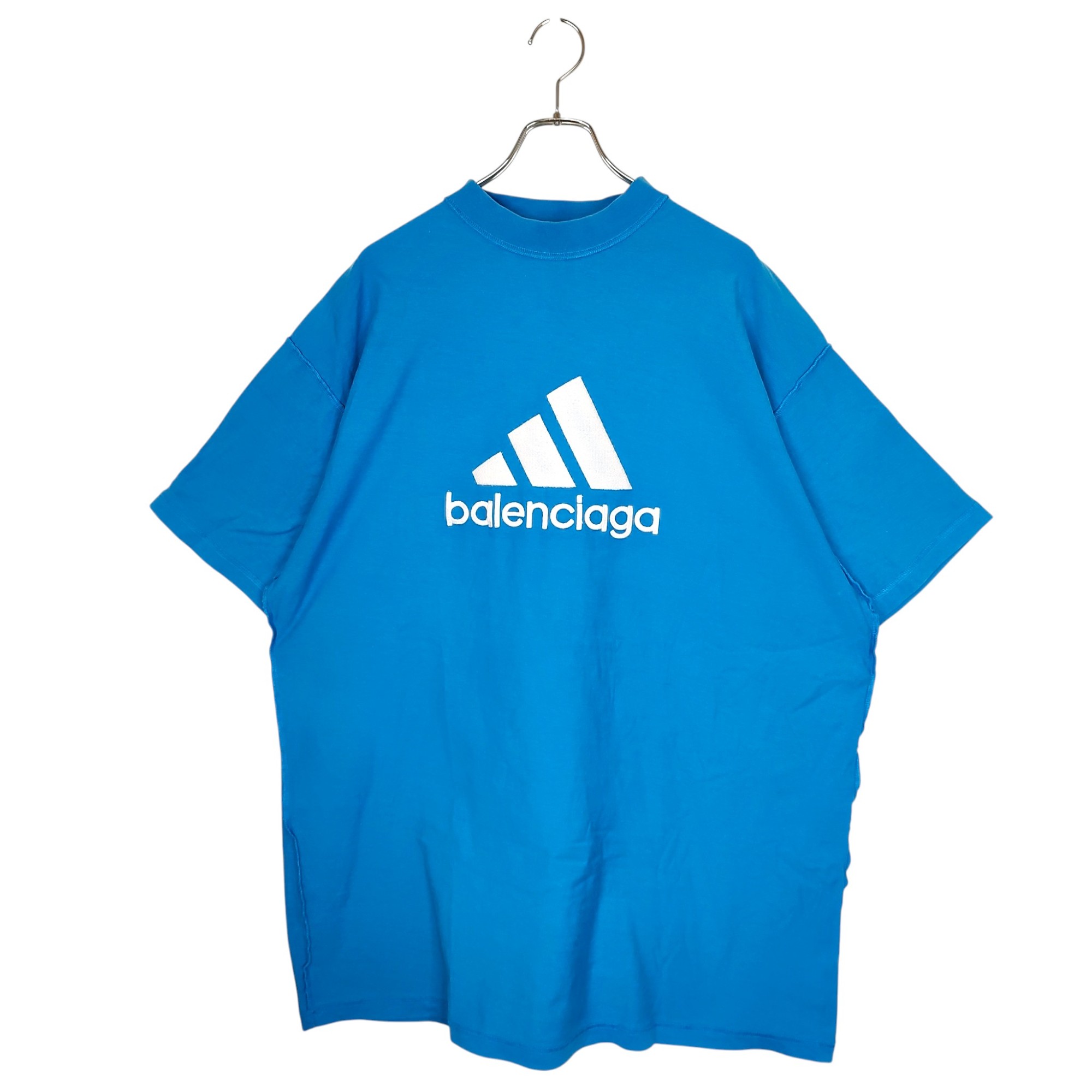 【中古】BALENCIAGA バレンシアガ 23SS ×ADIDAS インサイド アウト ロゴ オーバーサイズ 半袖Tシャツ 731769 TNVP3 3 ブルー