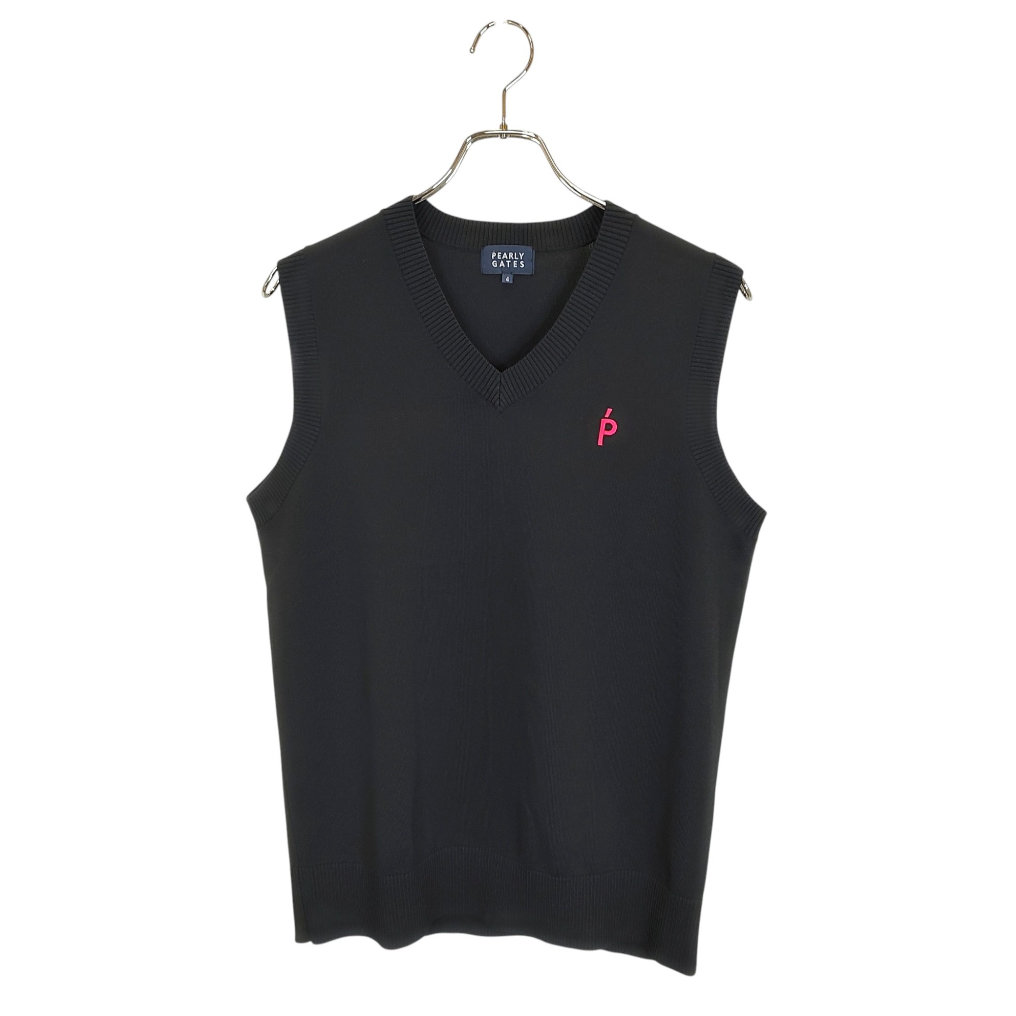 【中古】PEARLY GATES パーリーゲイツ ゴルフ 23AW P-89 バック ロゴ ニット ベスト 053-3273801 4 ブラック メンズ