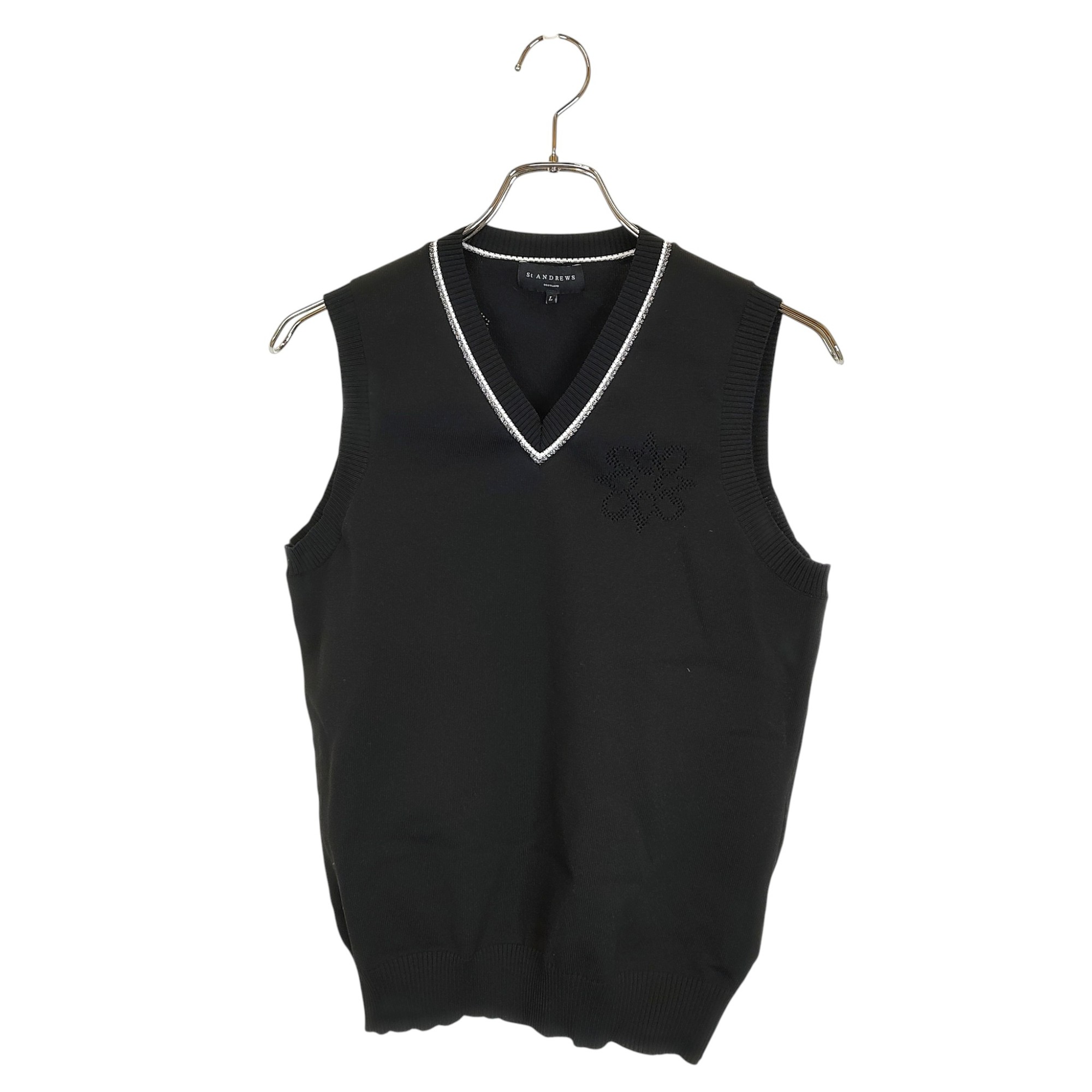 【中古】St ANDREW セントアンドリュース ゴルフ 23AW ニット ベスト 043-4173252 L ブラック メンズ