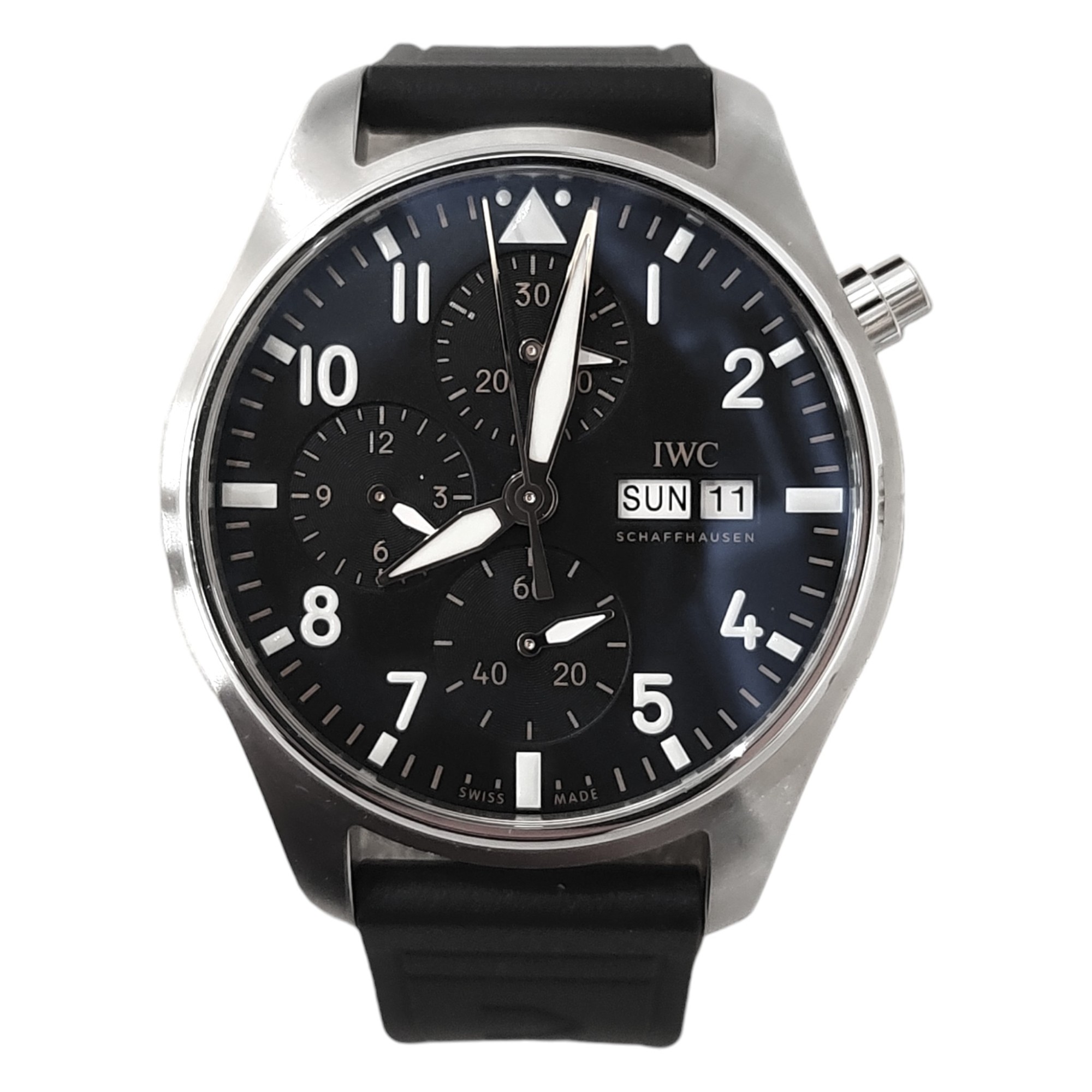 【中古】IWC アイダブリューシー パイロットウォッチ クロノグラフ APXGP F1コラボモデル 腕時計 IW388116 41mm シルバー メンズ
