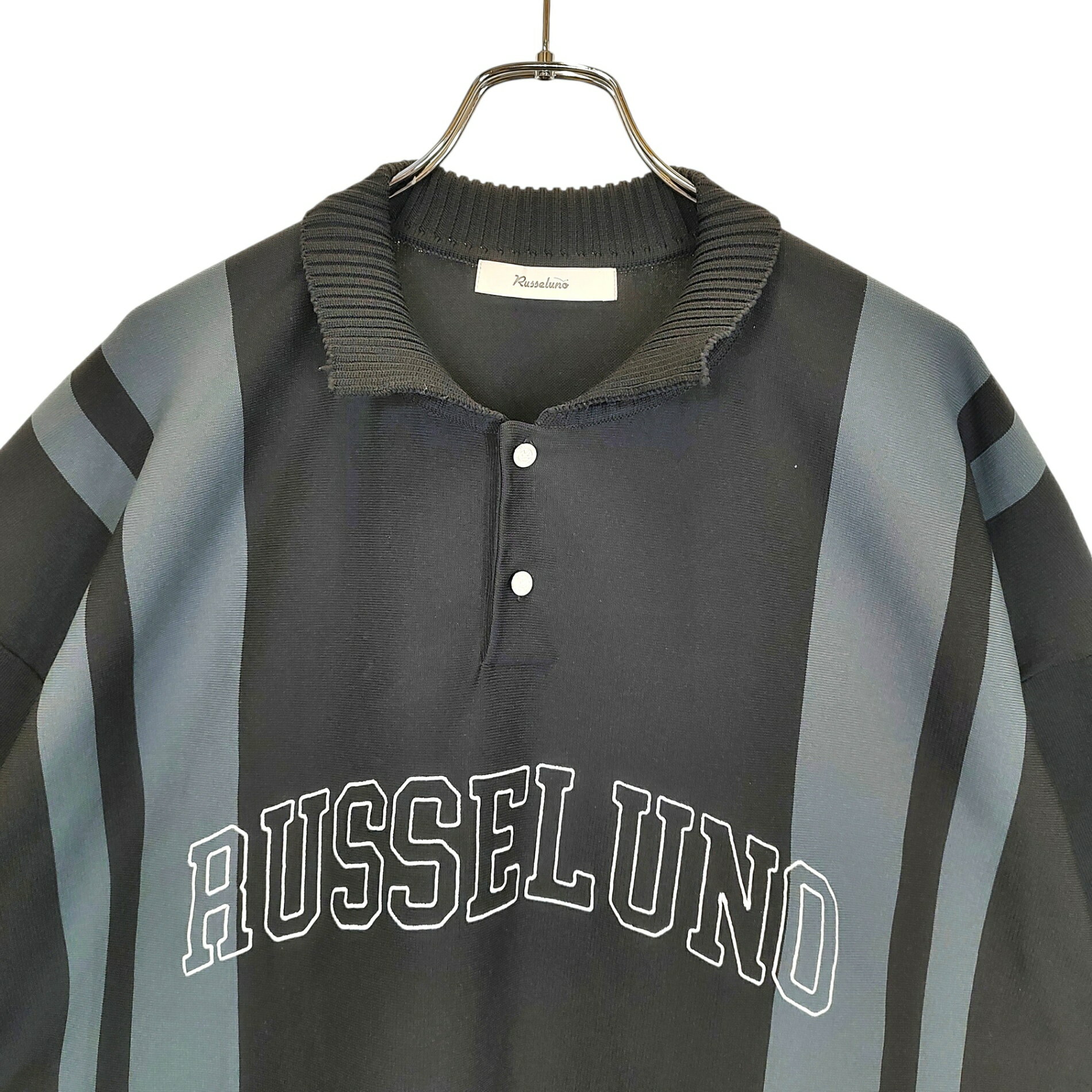 【中古】RUSSELUNO ラッセルノ ゴルフ 25SS S/S KNIT POLO SHIRT ニット 半袖 ポロシャツ RS-2510502 7 ブラック×グリーン メンズ