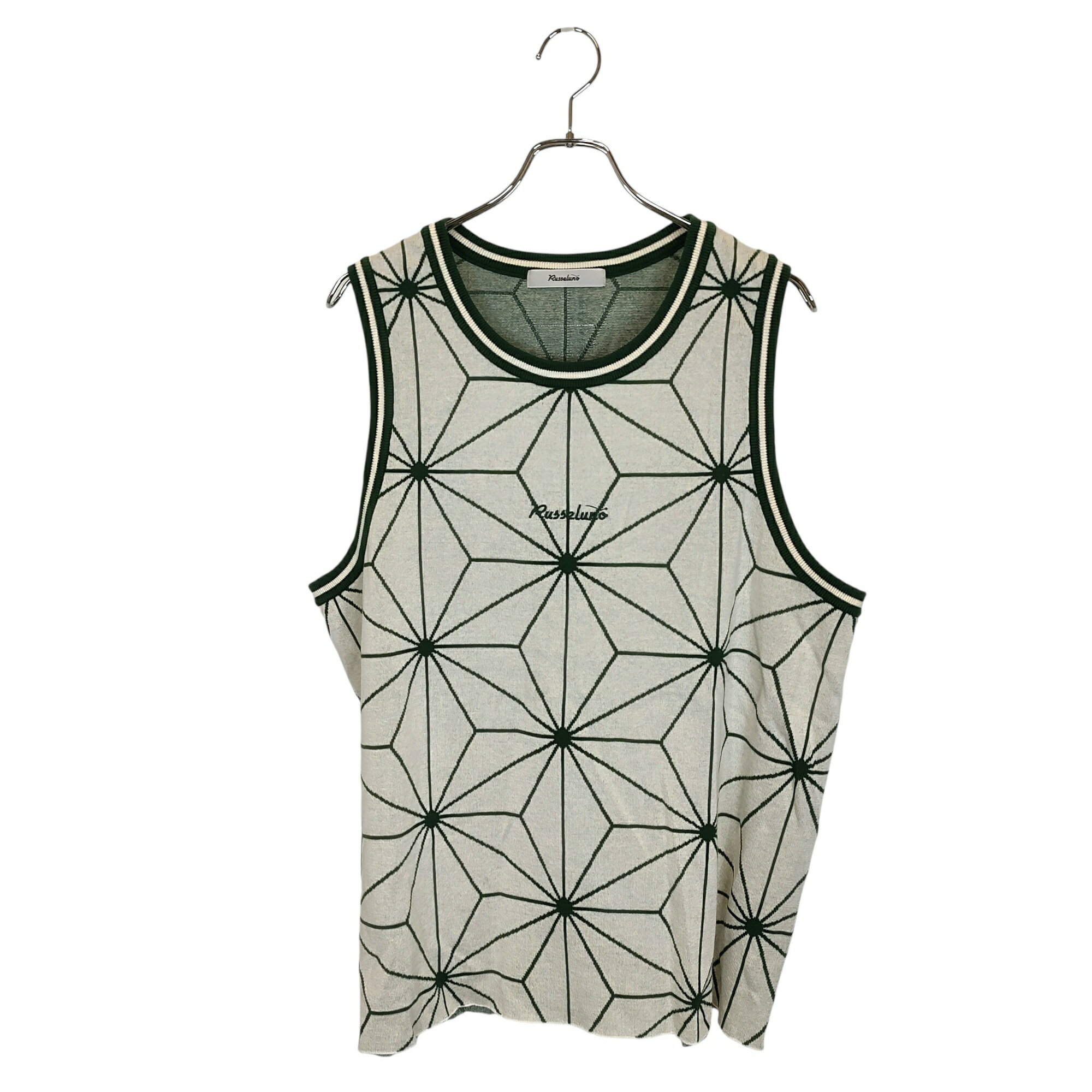 商品状態 コンディションランク コンディション詳細 商品コード ITD27ZNS4S4C ブランド RUSSELUNO ラッセルノ ゴルフ アイテム名 23AW KNIT BEST 幾何学柄 ニット ベスト 対象 メンズ カラー ホワイト×グリーン 商品型番 RS2330502 素材表記 画像参照 サイズ 6 実寸 実寸〈多少の誤差はご容赦ください〉 肩幅：36cm 身幅：57cm 着丈：68cm 袖丈：cm 裄丈：cm 参考定価 円 付属品 画像に移っているものが全てになります。 取扱い店舗 発送に関して全国一律800円