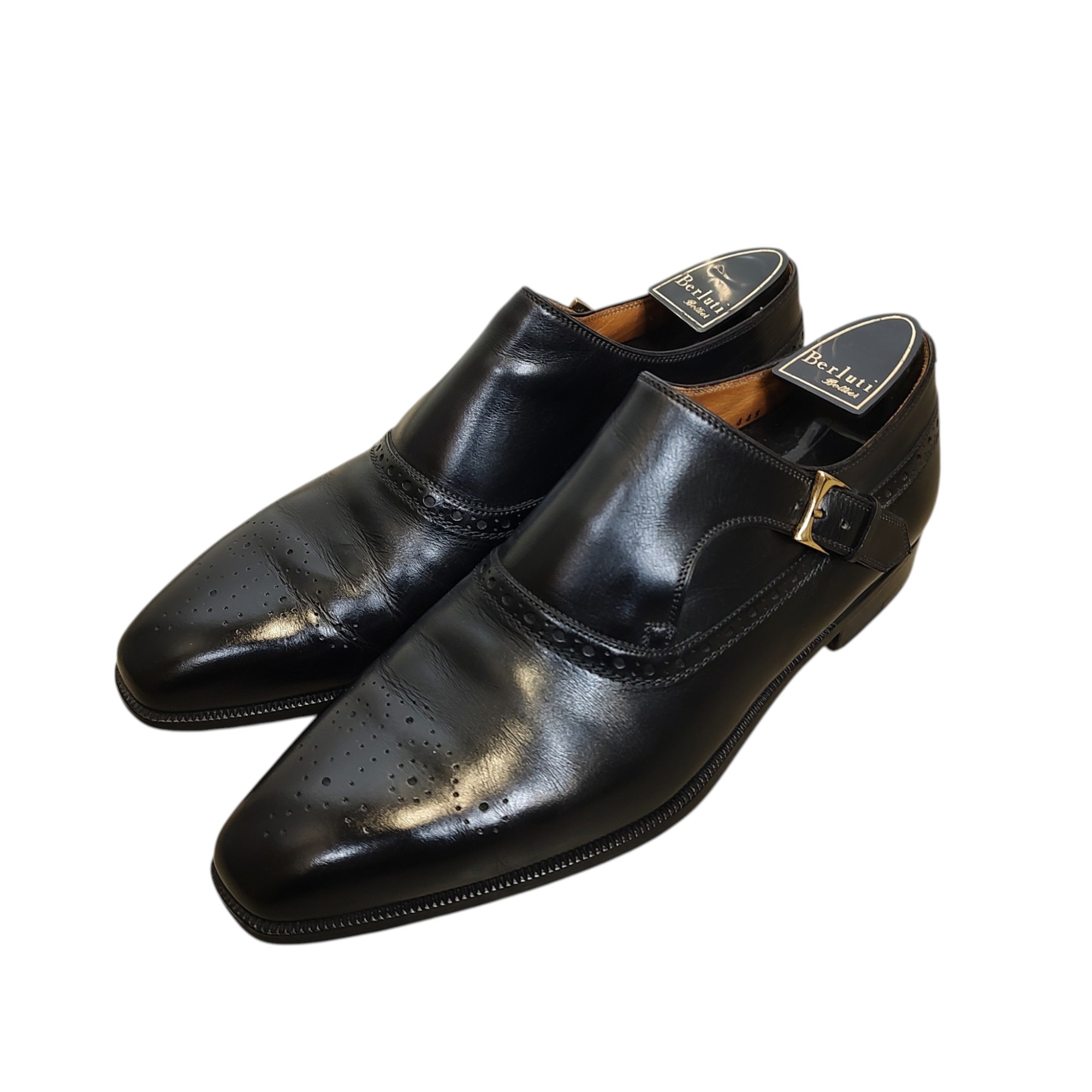 【中古】Berluti ベルルッティ シングル モンク レザー シューズ UK7ハーフ 27cm ブラック メンズ
