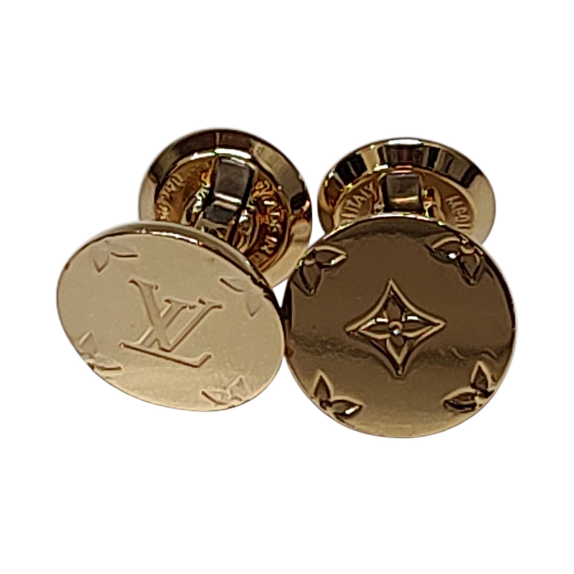 【中古】LOUIS VUITTON ルイ・ヴィトン ブトン ドゥ マンシェット モノグラム LV サークル カフス M80192 F ゴールド メンズ