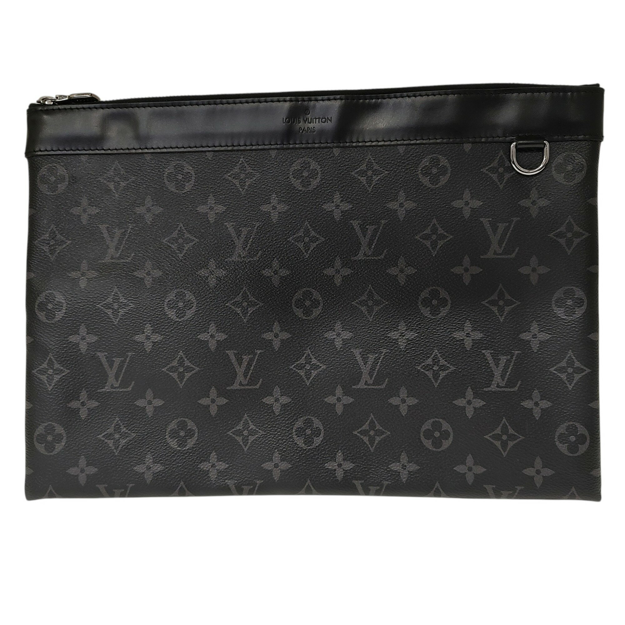 【中古】LOUIS VUITTON ルイ・ヴィトン モノグラム エクリプス ポシェット ディスカバリー クラッチ レザー バッグ M62291 FREE ブラック メンズ