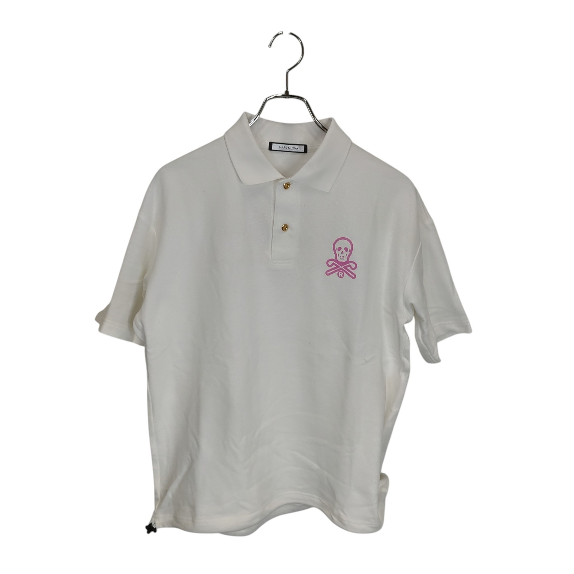 【中古】MARK&LONA マークアンドロナ ゴルフ Diver Polo 半袖 ポロシャツ MLM-1B-AP09 46 ホワイト/ピンク メンズ